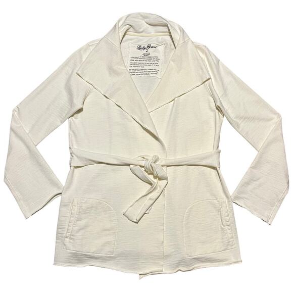 NWOT Lucky Brand Wrap Tie Open Front Ivory Cardigan XL Pockets Boho Classic City - Picture 2 of 6